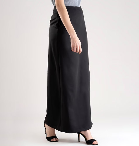 Women Black Solid Straight Maxi Skirt